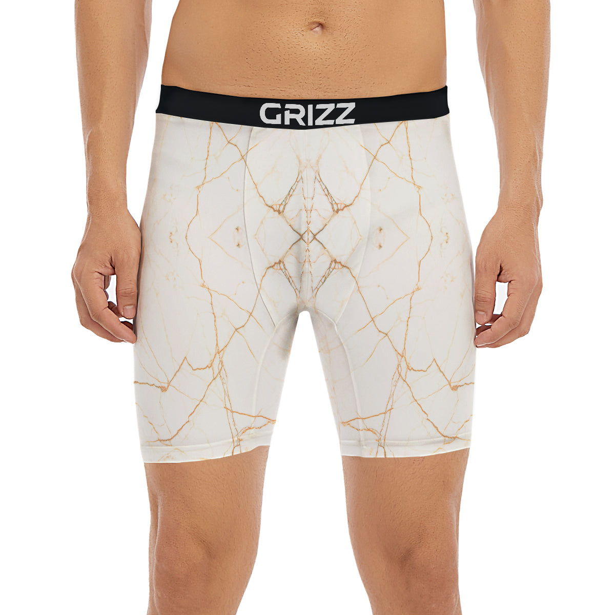 Scratch Marble White Gold Print Pattern Boxer Briefs