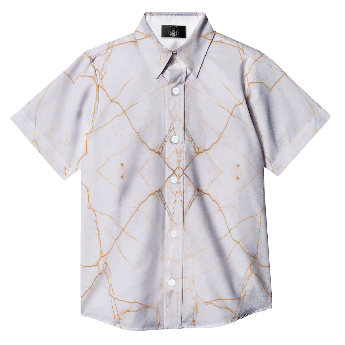 Scratch Marble White Gold Print Pattern Button Up Shirt-grizzshop