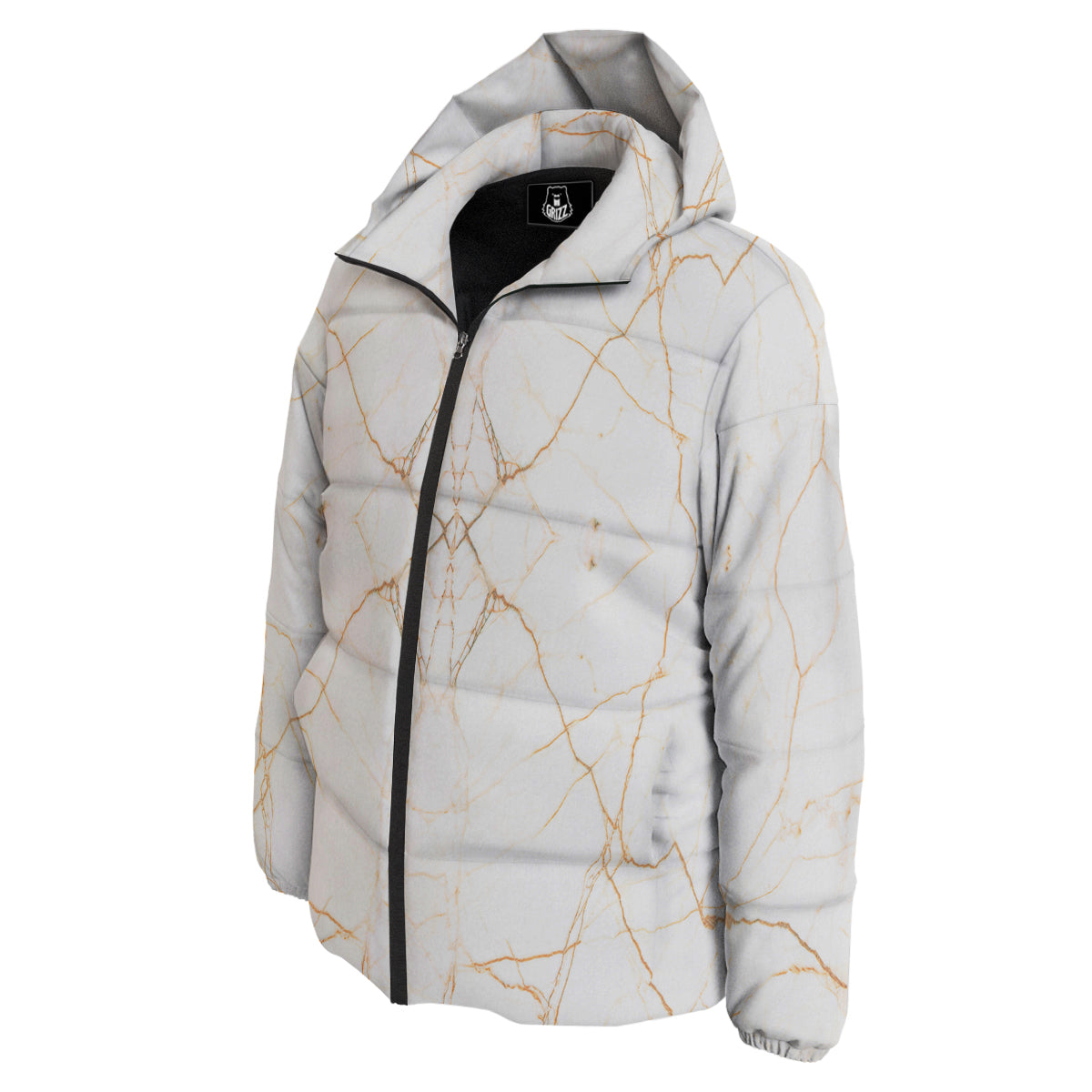 Scratch Marble White Gold Print Pattern Down Jacket-grizzshop