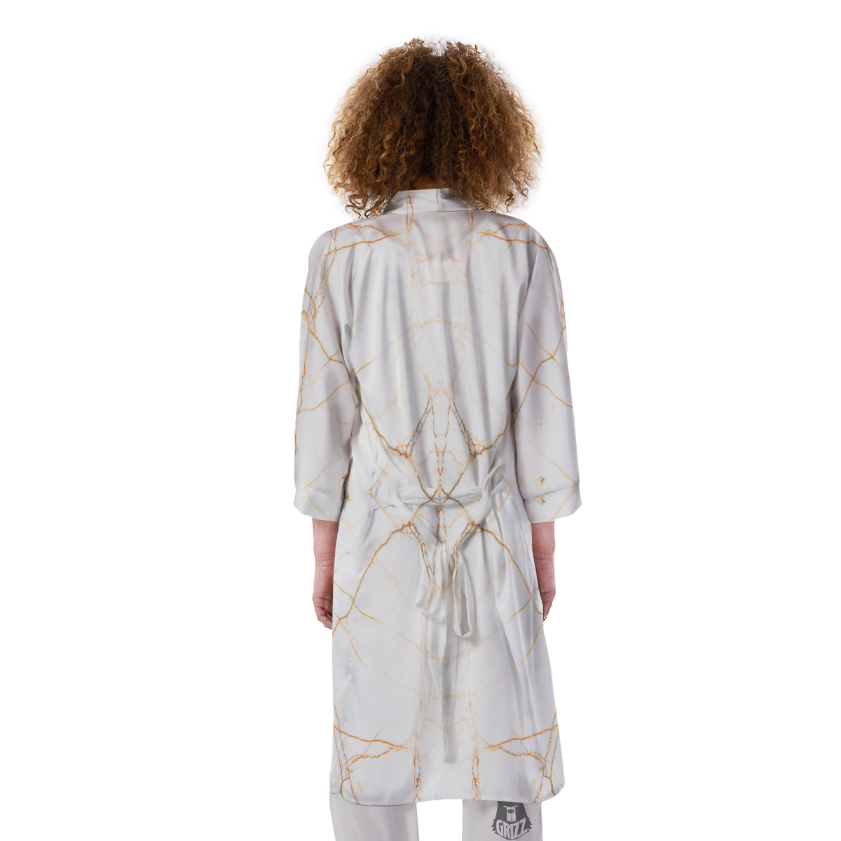 Scratch Marble White Gold Print Pattern Kimono-grizzshop