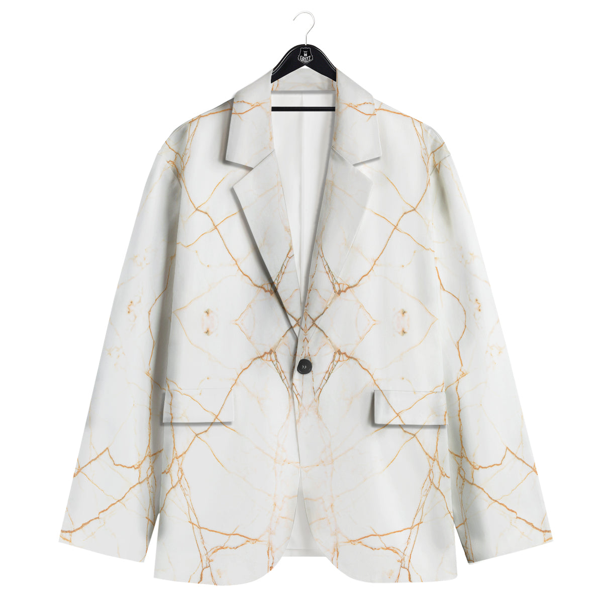 Scratch Marble White Gold Print Pattern Men's Sport Coat-grizzshop