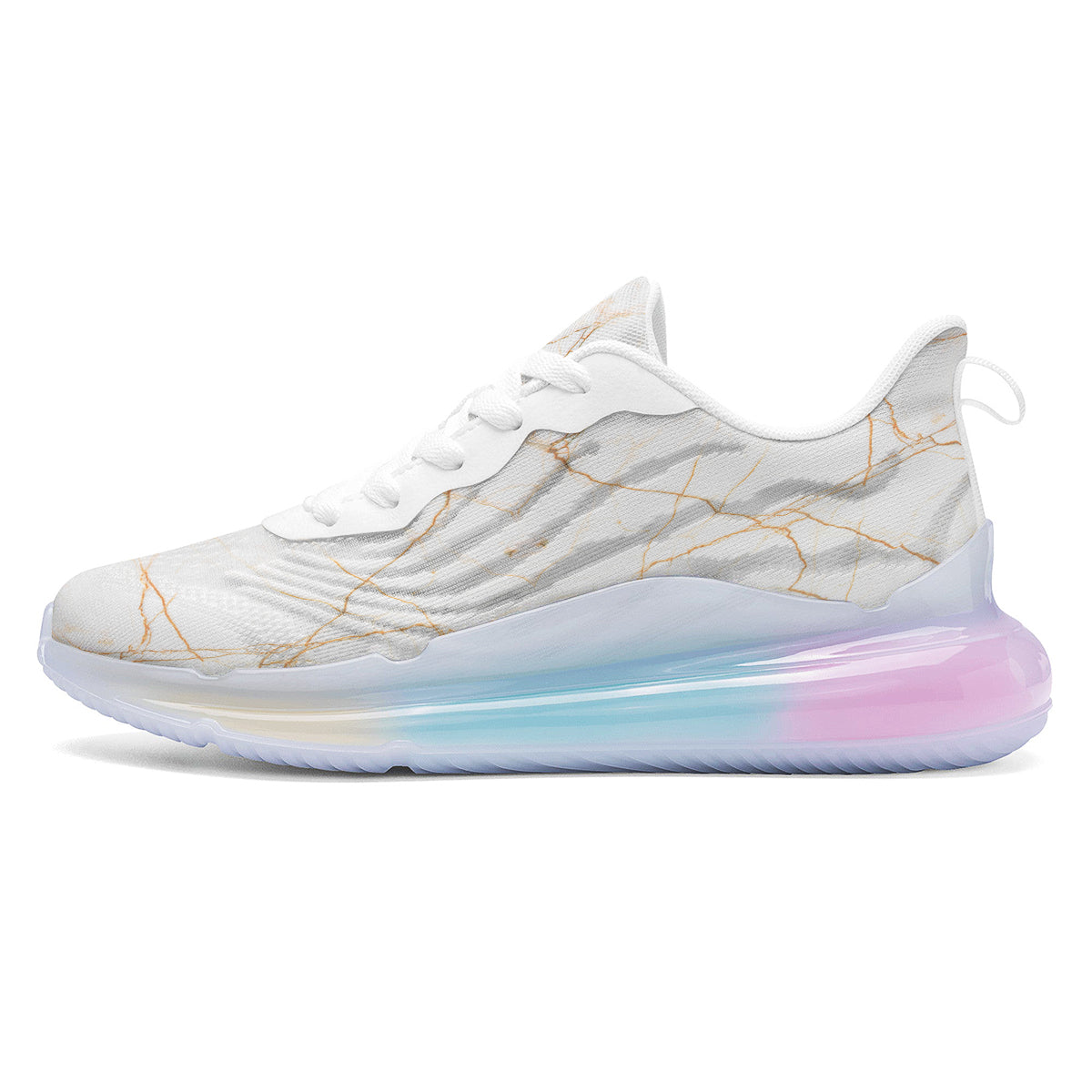 Scratch Marble White Gold Print Pattern Running Sneakers-grizzshop