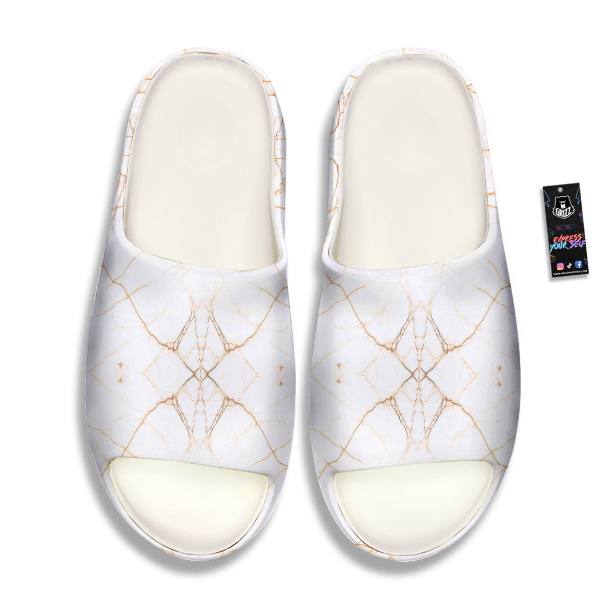 Scratch Marble White Gold Print Pattern Sandals-grizzshop