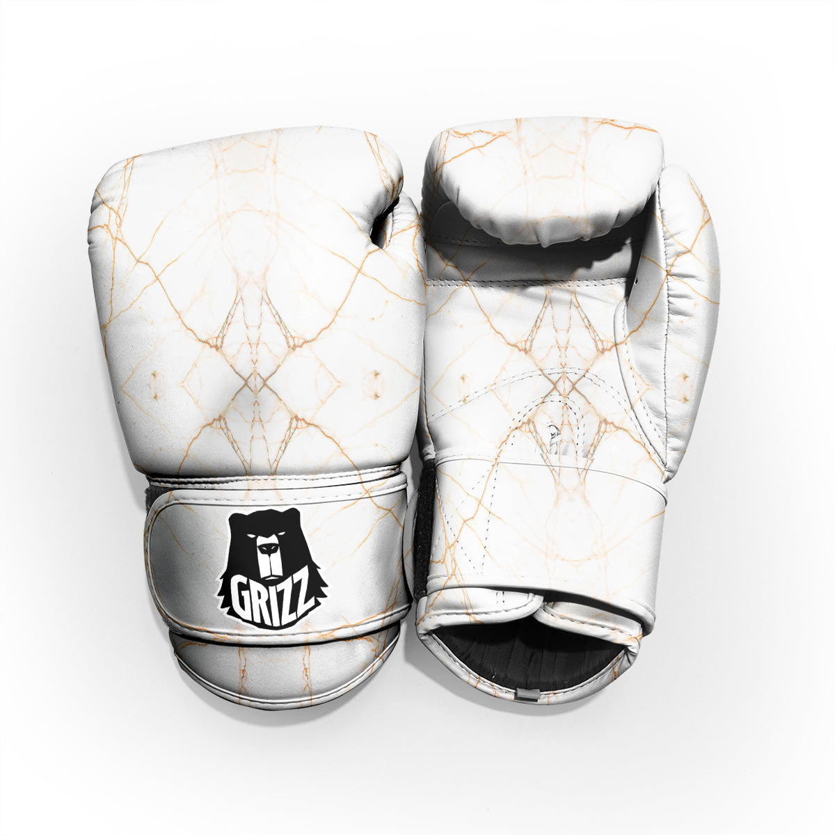Scratch Marble White Gold Print Pattern Pro Boxing Glove