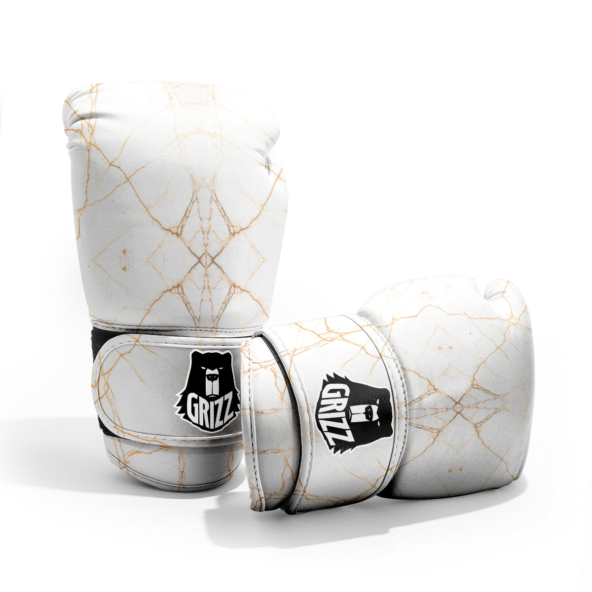 Scratch Marble White Gold Print Pattern Pro Boxing Glove