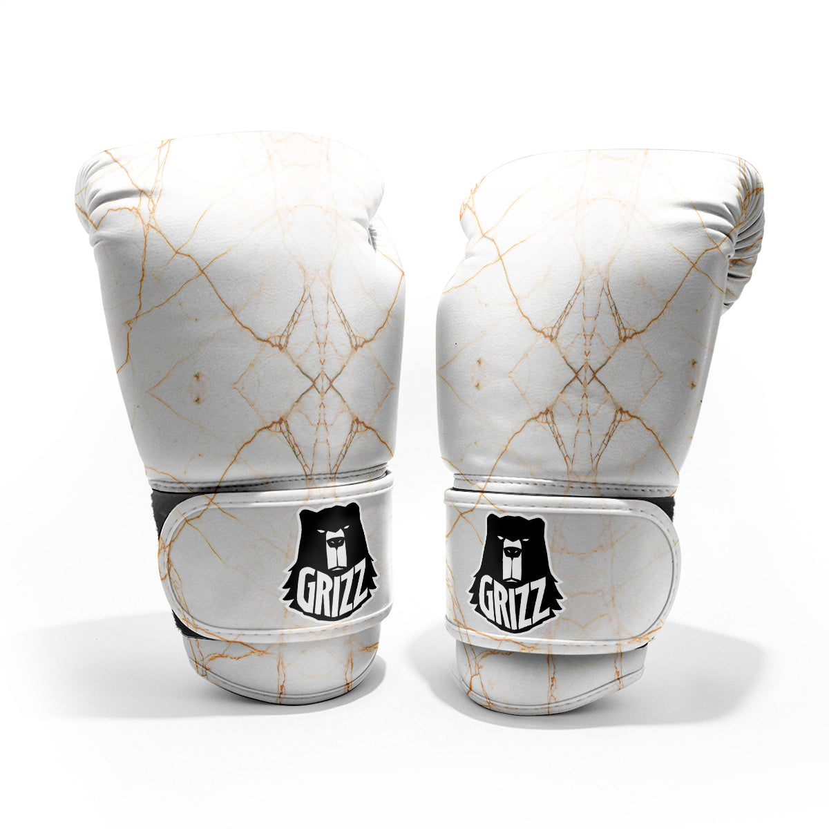 Scratch Marble White Gold Print Pattern Pro Boxing Glove