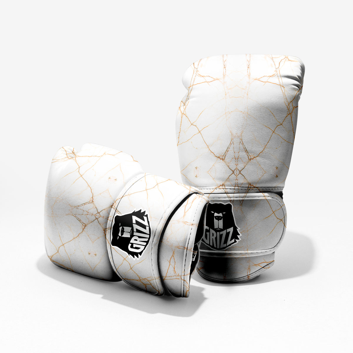 Scratch Marble White Gold Print Pattern Pro Boxing Glove