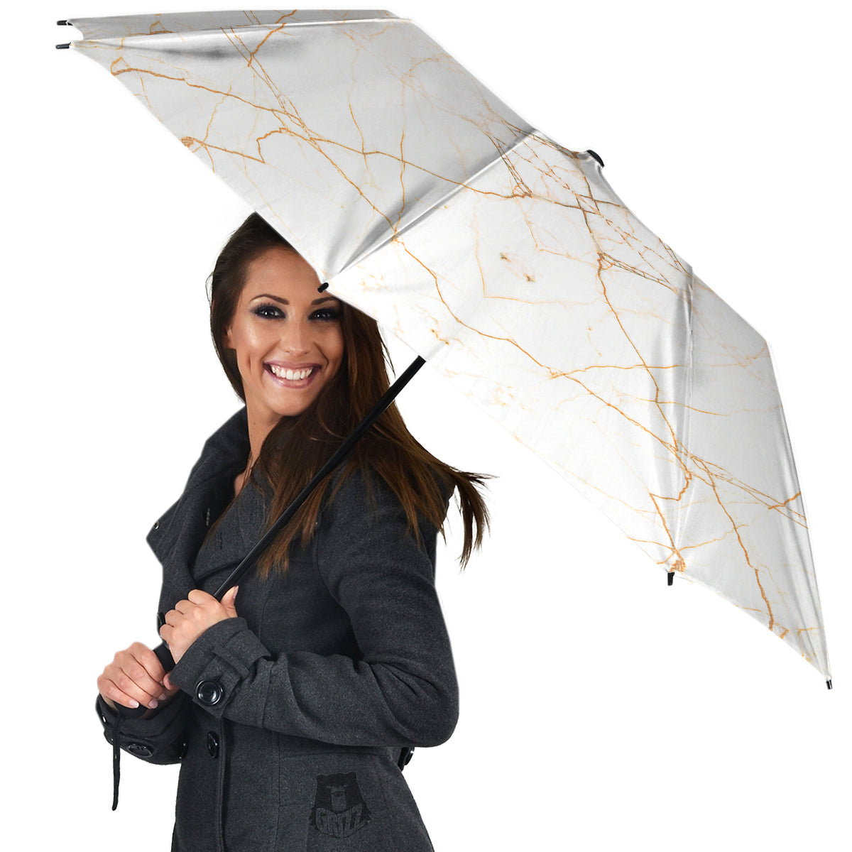 Scratch Marble White Gold Print Pattern Umbrella-grizzshop