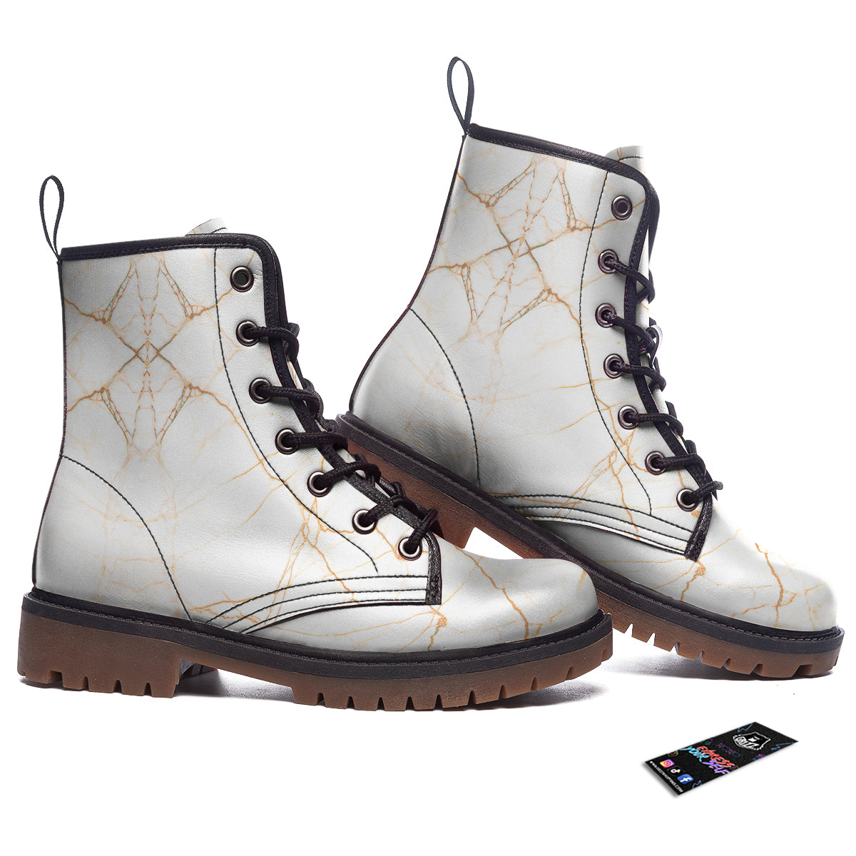Scratch Marble White Gold Print Pattern Work Boots-grizzshop