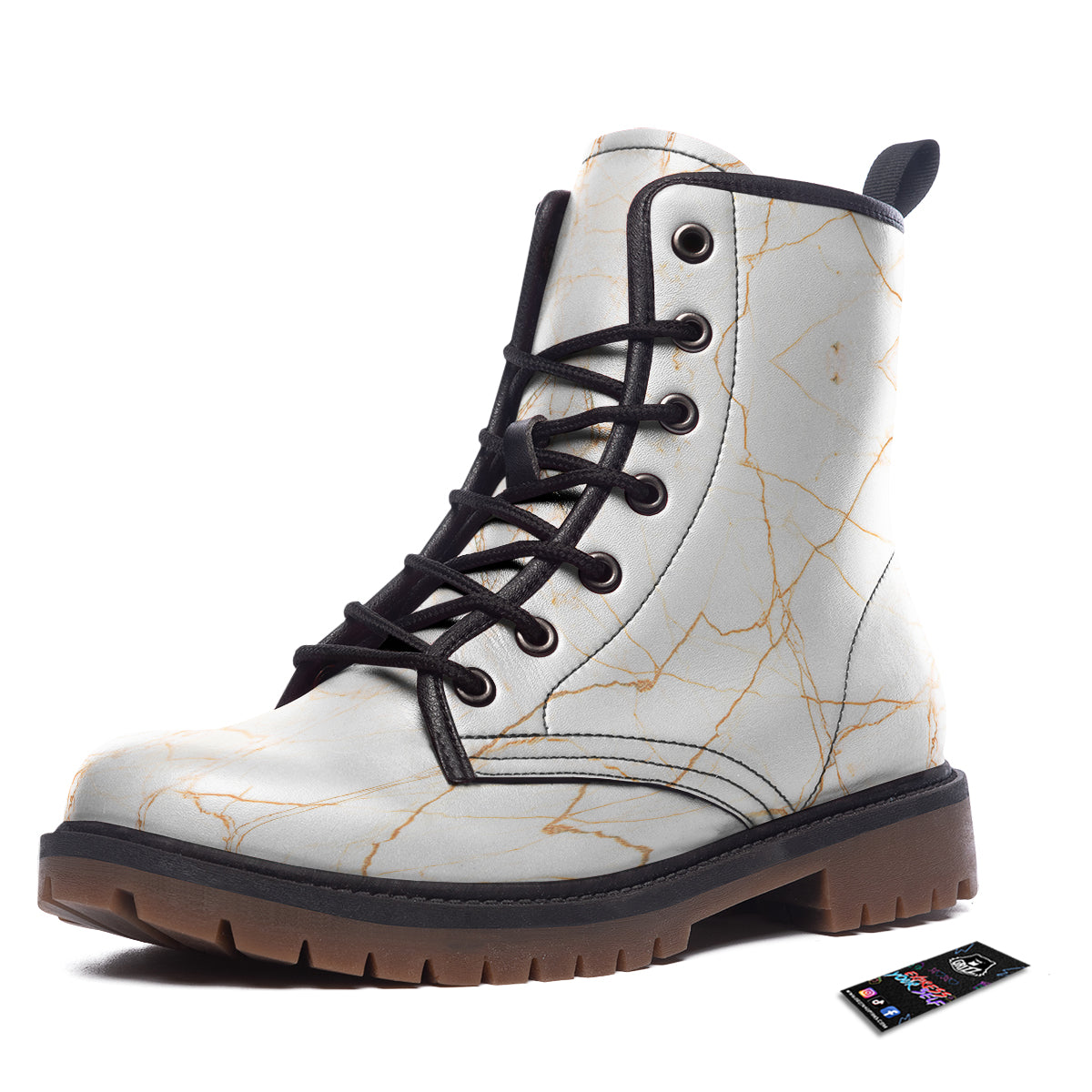 Scratch Marble White Gold Print Pattern Work Boots-grizzshop