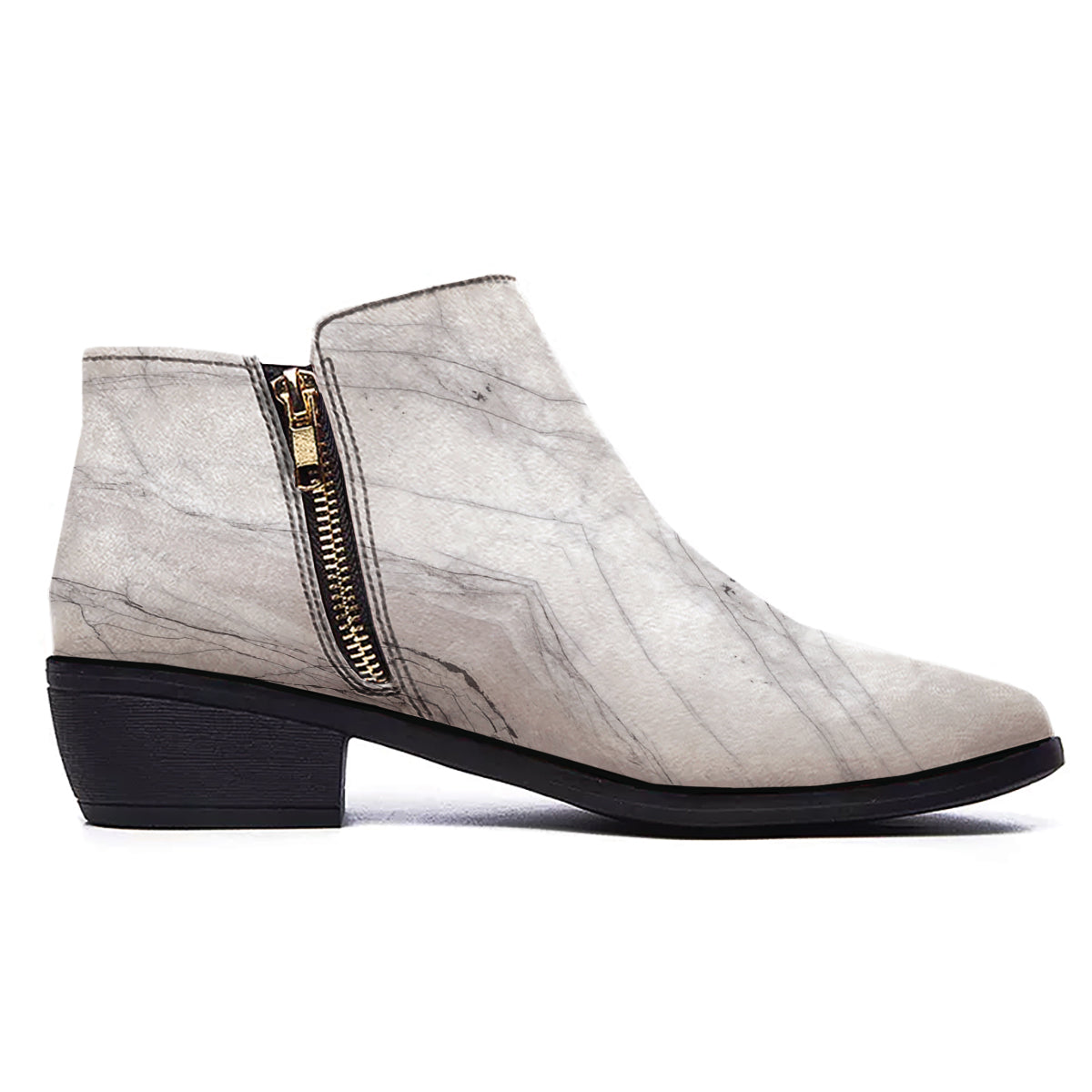 Scratch Marble White Gray Print Pattern Ankle Boots-grizzshop