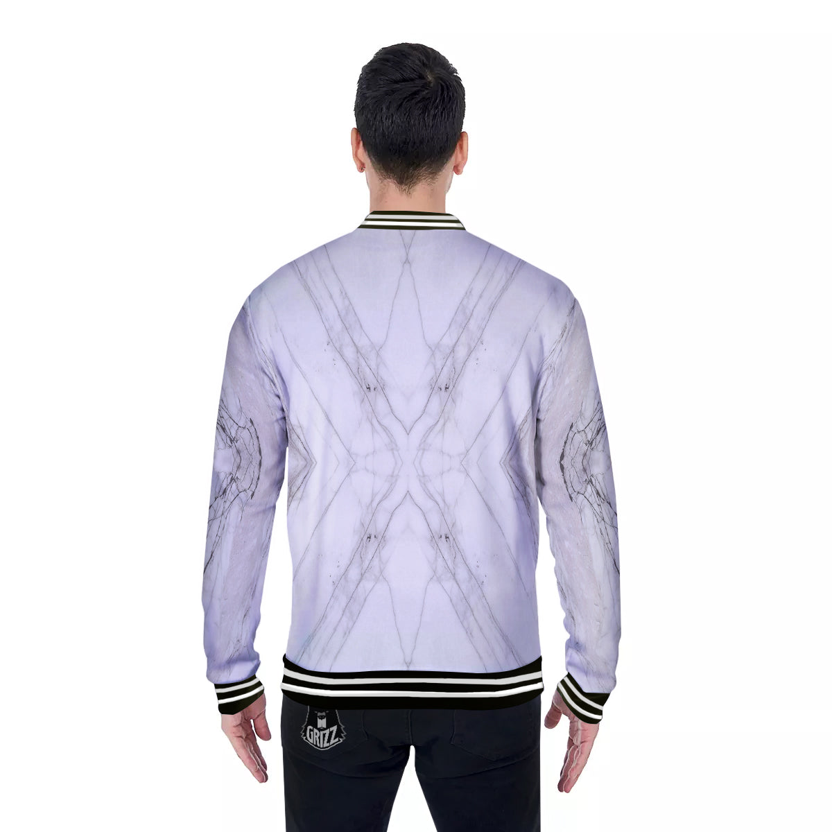 Scratch Marble White Gray Print Pattern Baseball Jacket-grizzshop