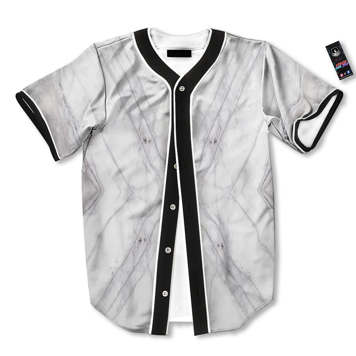 Scratch Marble White Gray Print Pattern Baseball Jersey-grizzshop