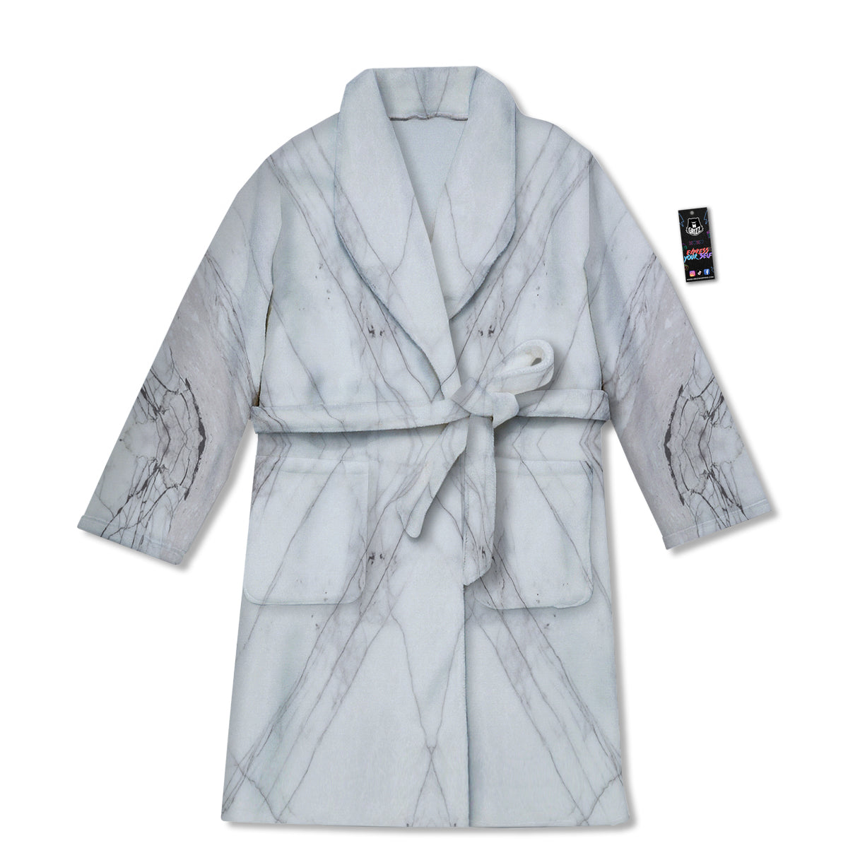 Scratch Marble White Gray Print Pattern Bathrobe-grizzshop