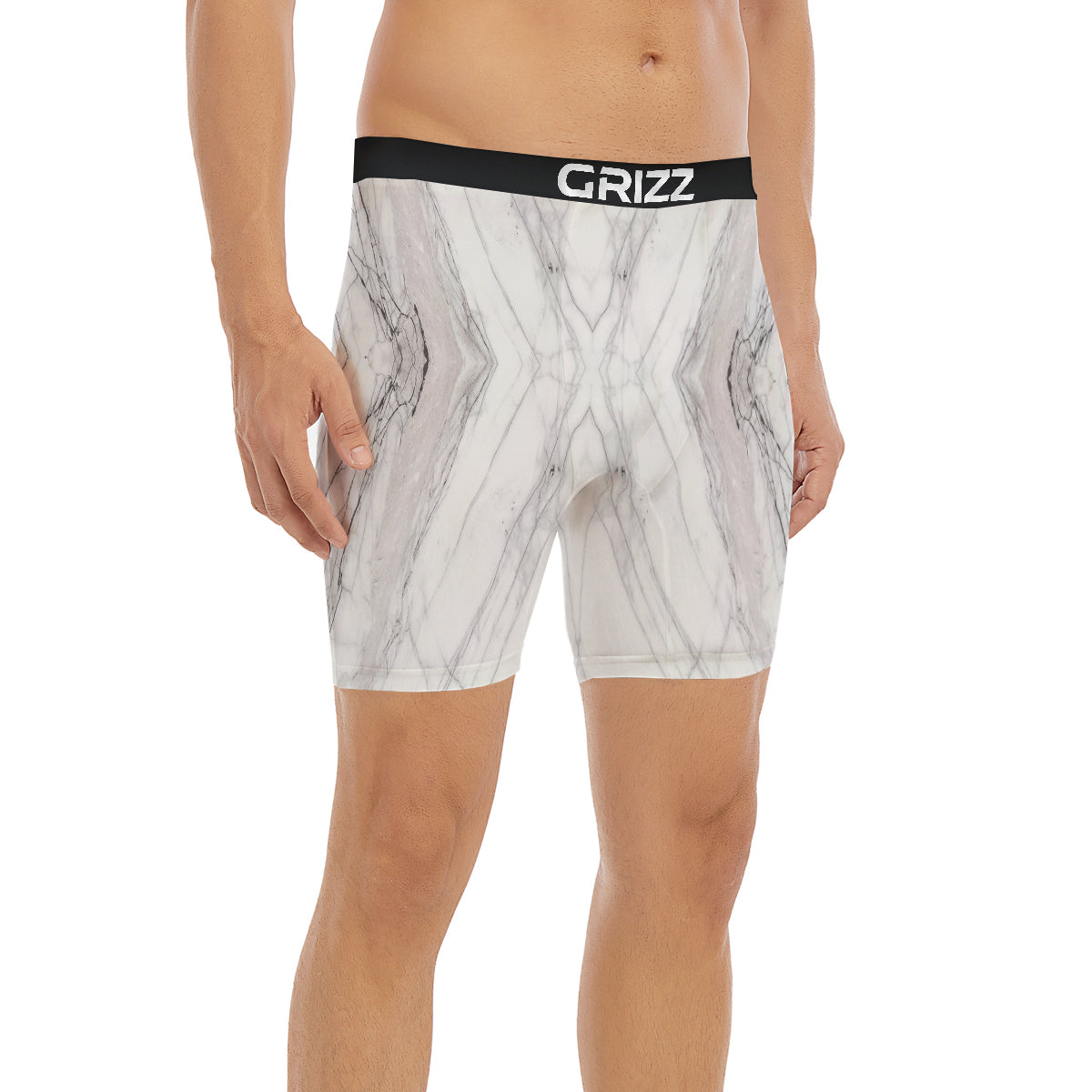 Scratch Marble White Gray Print Pattern Boxer Briefs-grizzshop
