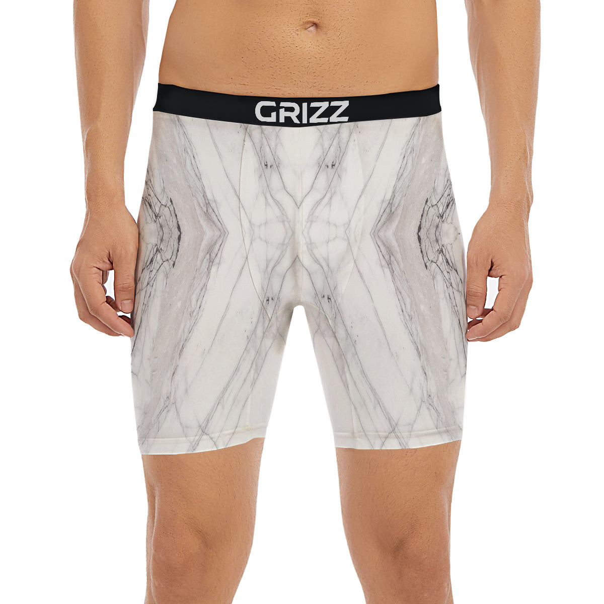 Scratch Marble White Gray Print Pattern Boxer Briefs-grizzshop