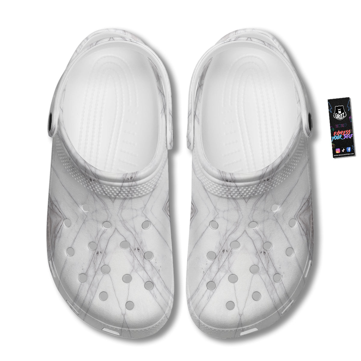 Scratch Marble White Gray Print Pattern Clog-grizzshop
