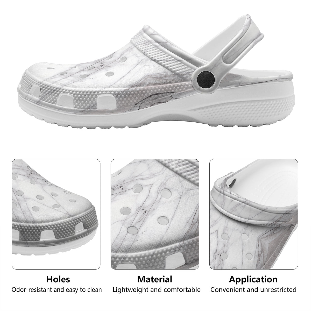 Scratch Marble White Gray Print Pattern Clog-grizzshop