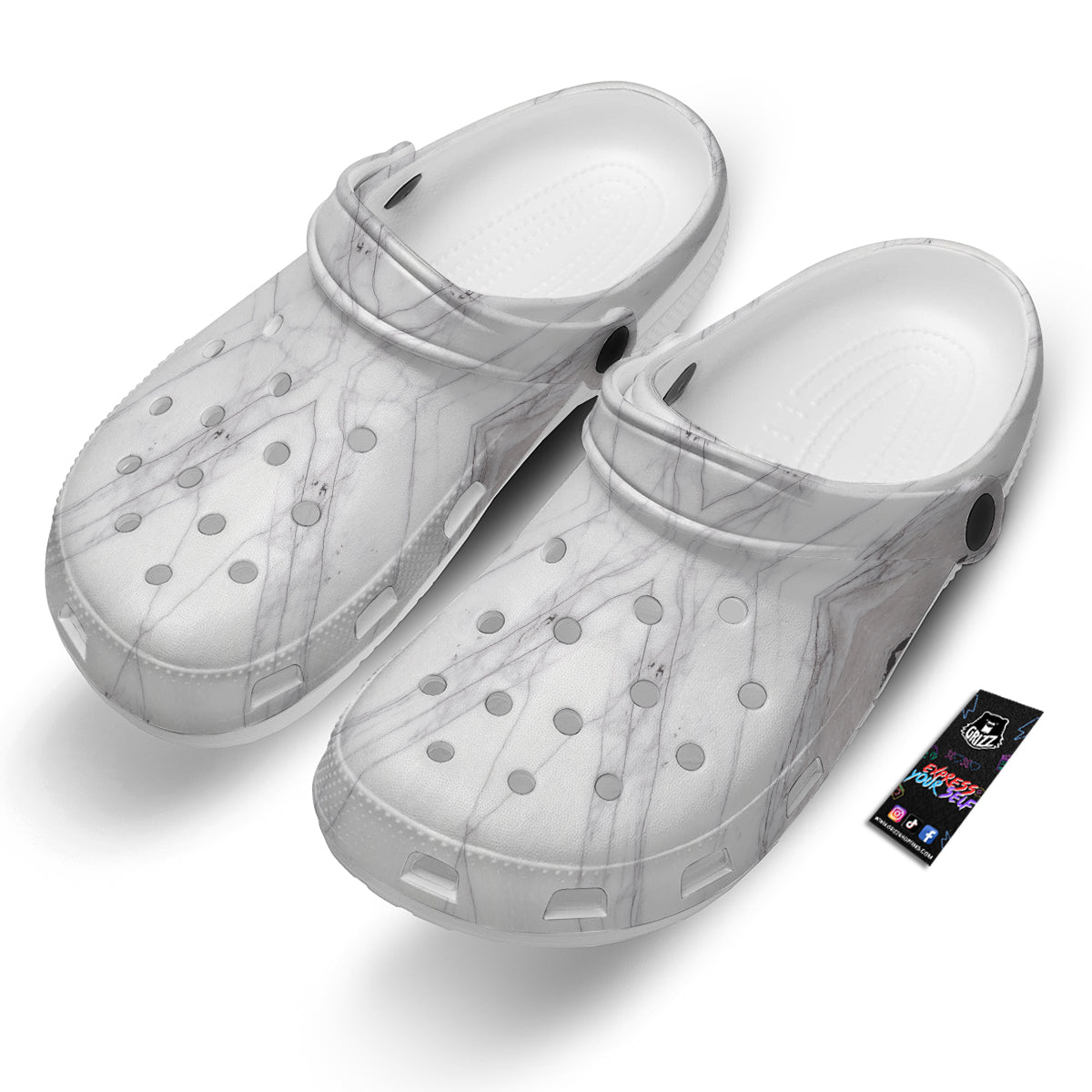 Scratch Marble White Gray Print Pattern Clog-grizzshop