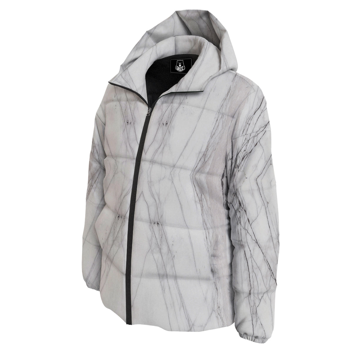 Scratch Marble White Gray Print Pattern Down Jacket-grizzshop