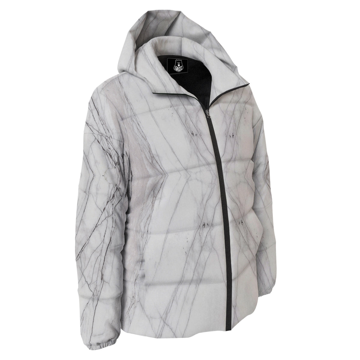 Scratch Marble White Gray Print Pattern Down Jacket-grizzshop