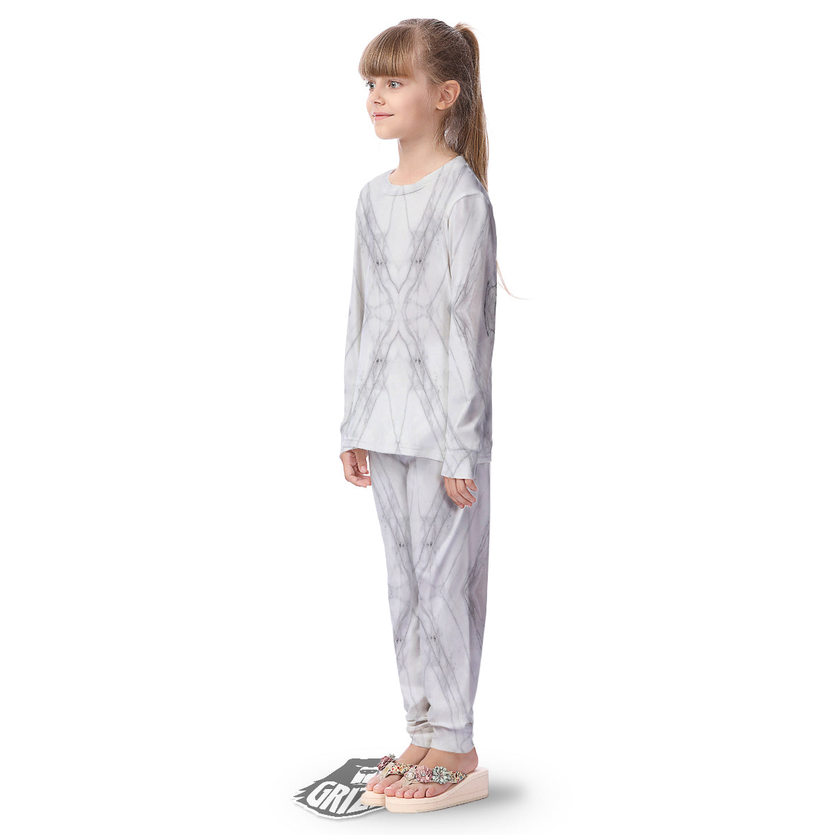 Scratch Marble White Gray Print Pattern Kid's Pajamas-grizzshop