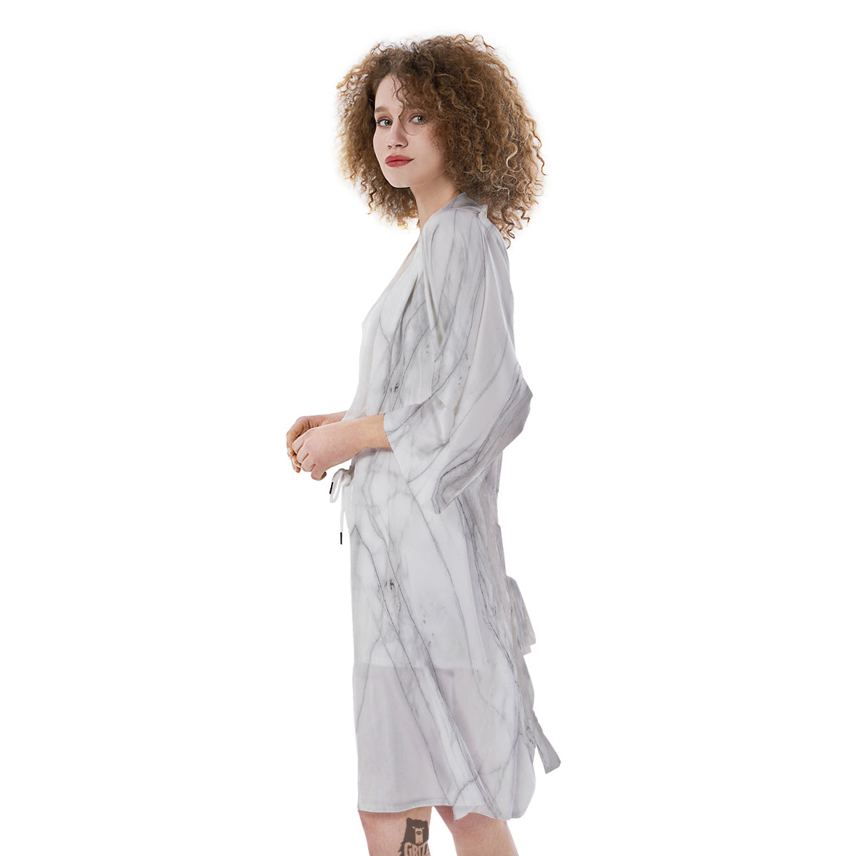 Scratch Marble White Gray Print Pattern Kimono-grizzshop