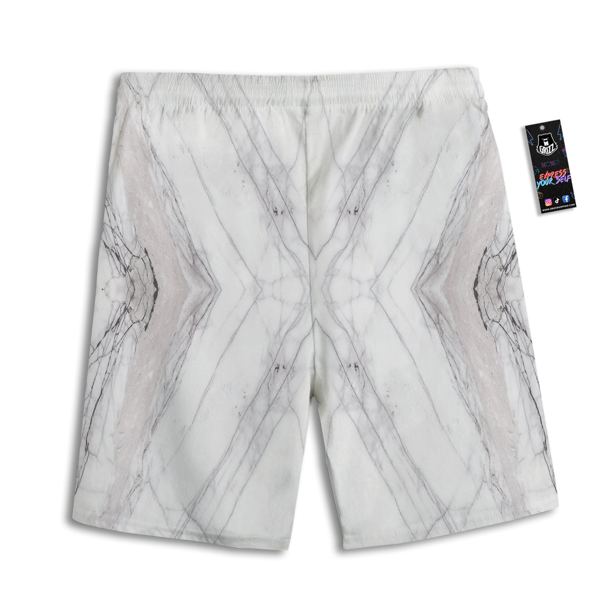 Scratch Marble White Gray Print Pattern Men's Athletic Shorts