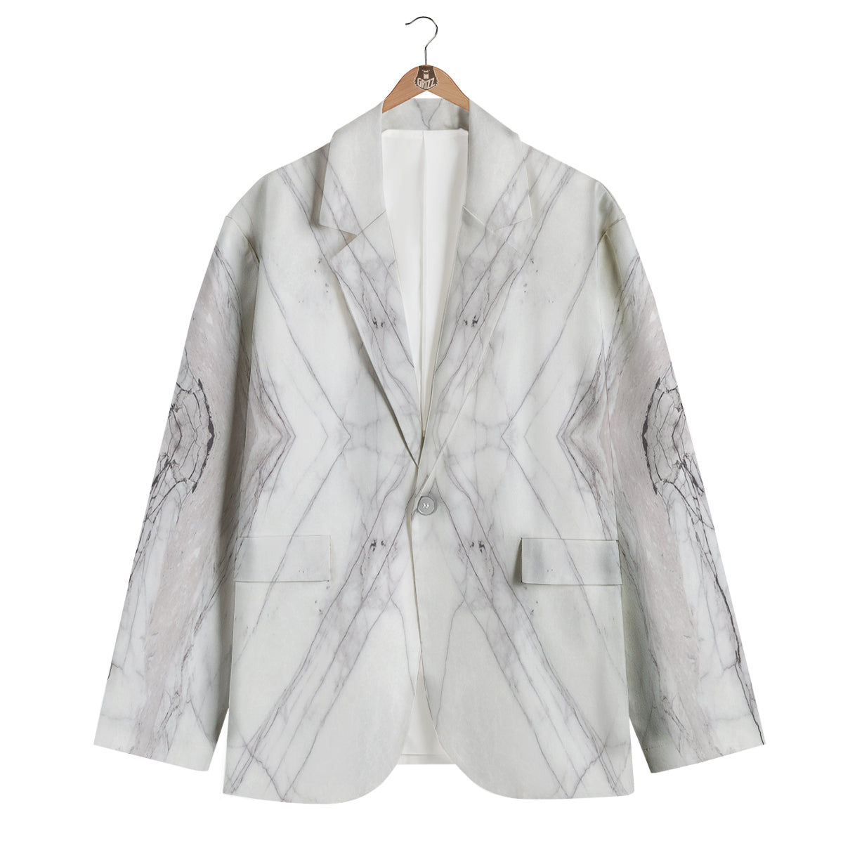 Scratch Marble White Gray Print Pattern Men's Blazer-grizzshop