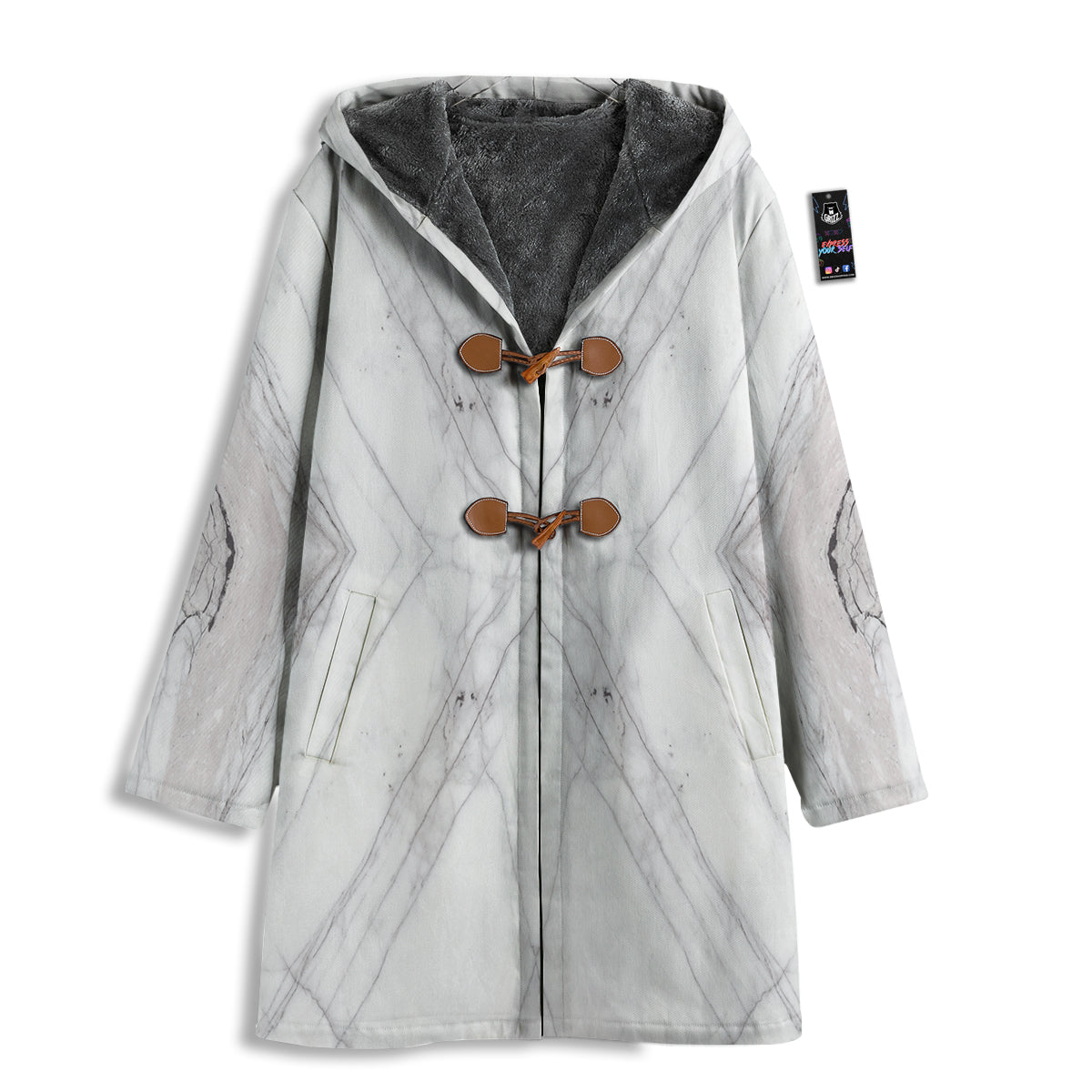 Scratch Marble White Gray Print Pattern Men's Windbreaker Jacket-grizzshop