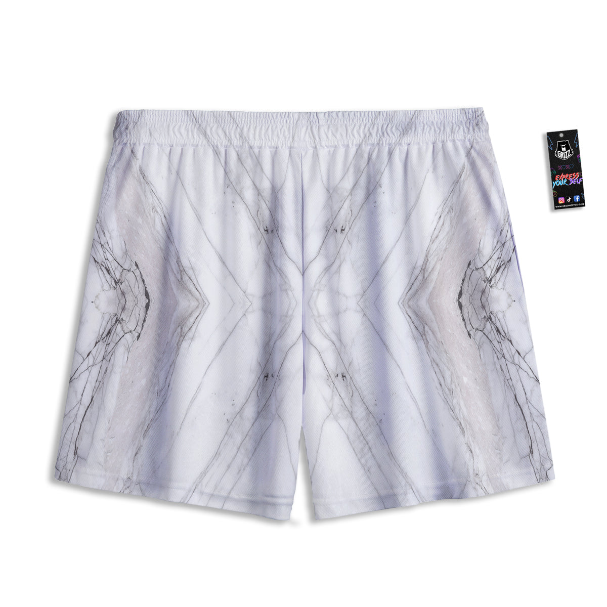 Scratch Marble White Gray Print Pattern Mesh Shorts