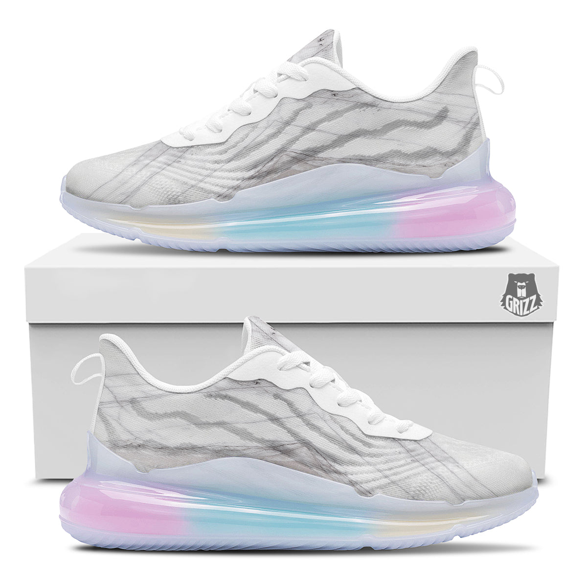 Scratch Marble White Gray Print Pattern Running Sneakers-grizzshop