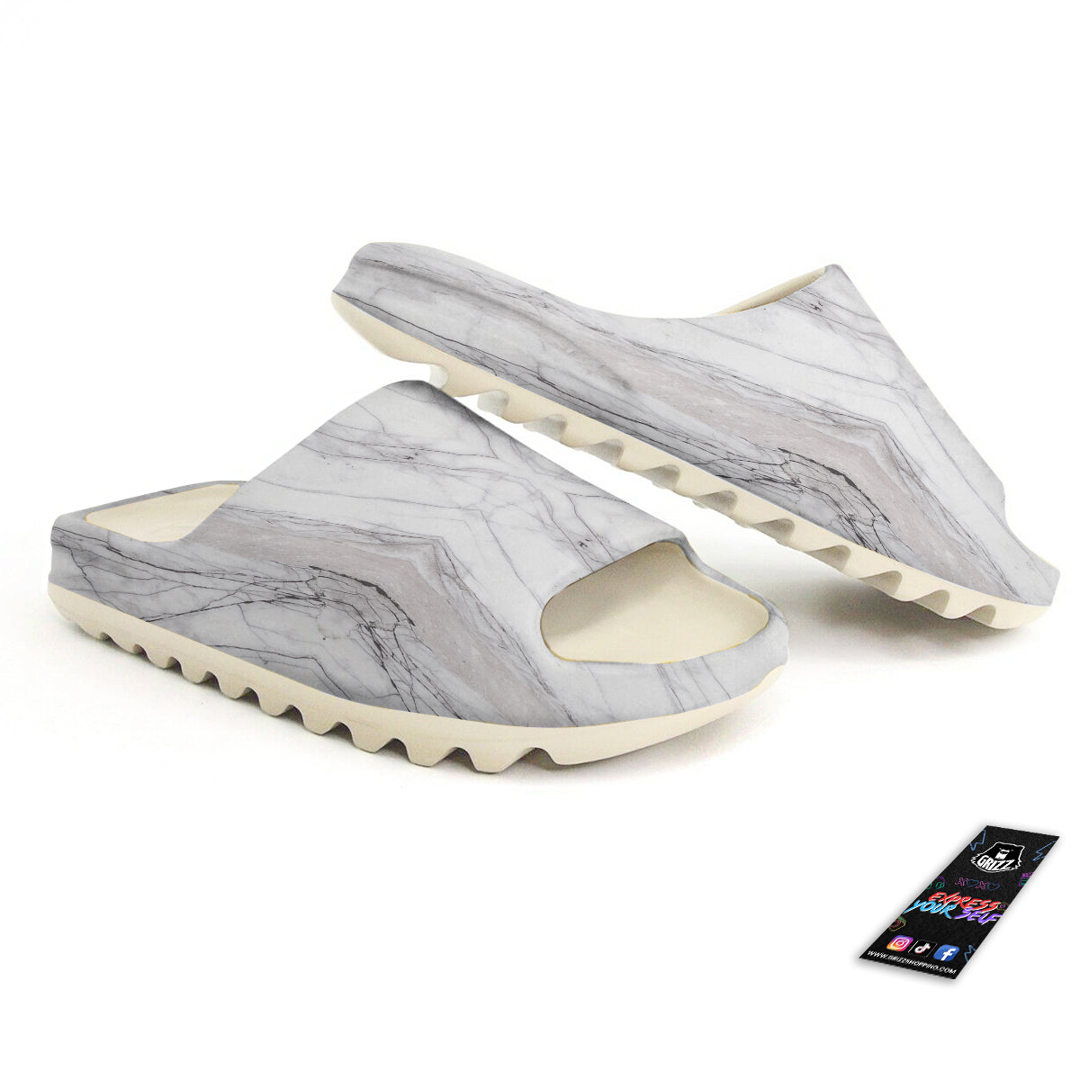 Scratch Marble White Gray Print Pattern Sandals-grizzshop