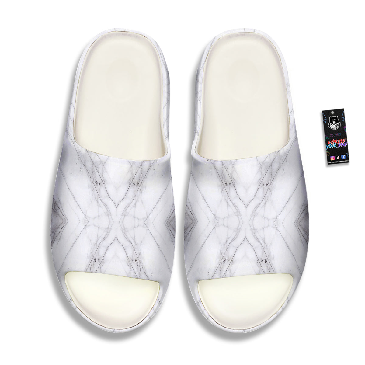 Scratch Marble White Gray Print Pattern Sandals-grizzshop