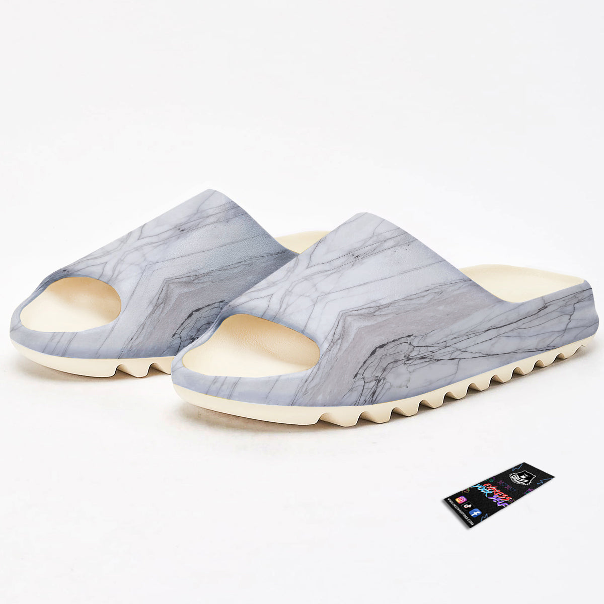 Scratch Marble White Gray Print Pattern Sandals-grizzshop