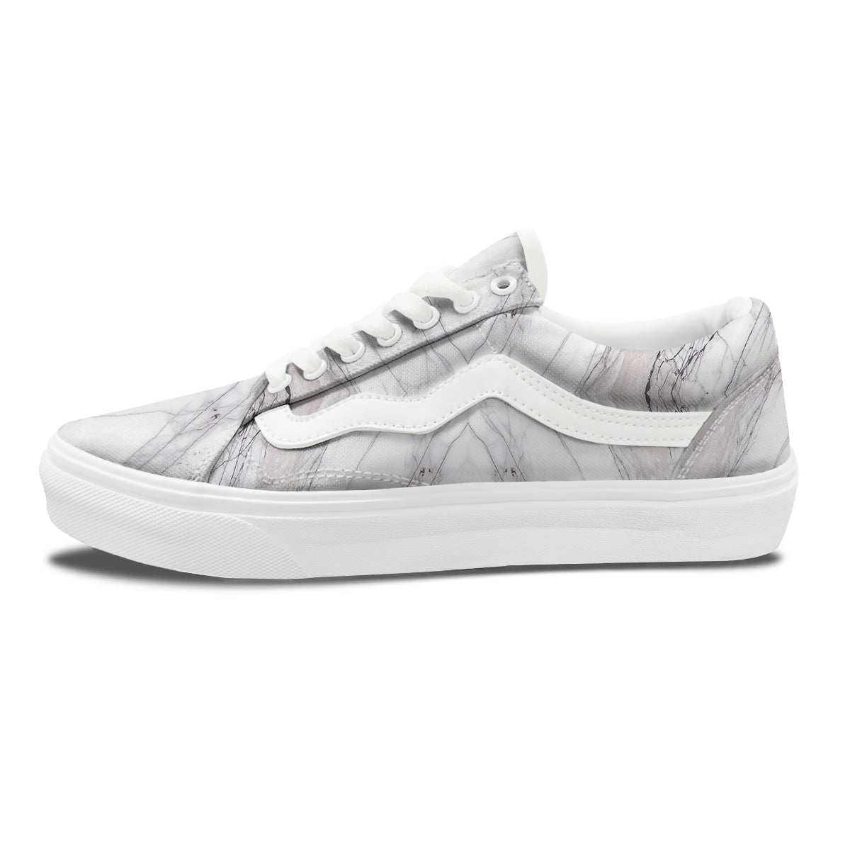 Scratch Marble White Gray Print Pattern Skate Shoes-grizzshop