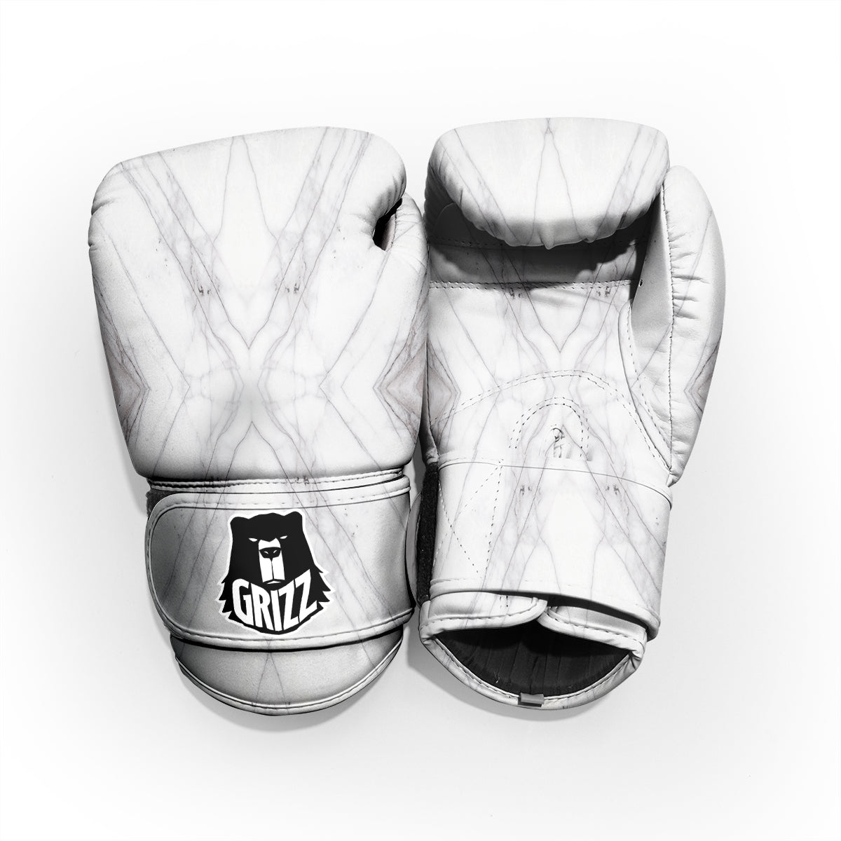 Scratch Marble White Gray Print Pattern Pro Boxing Glove