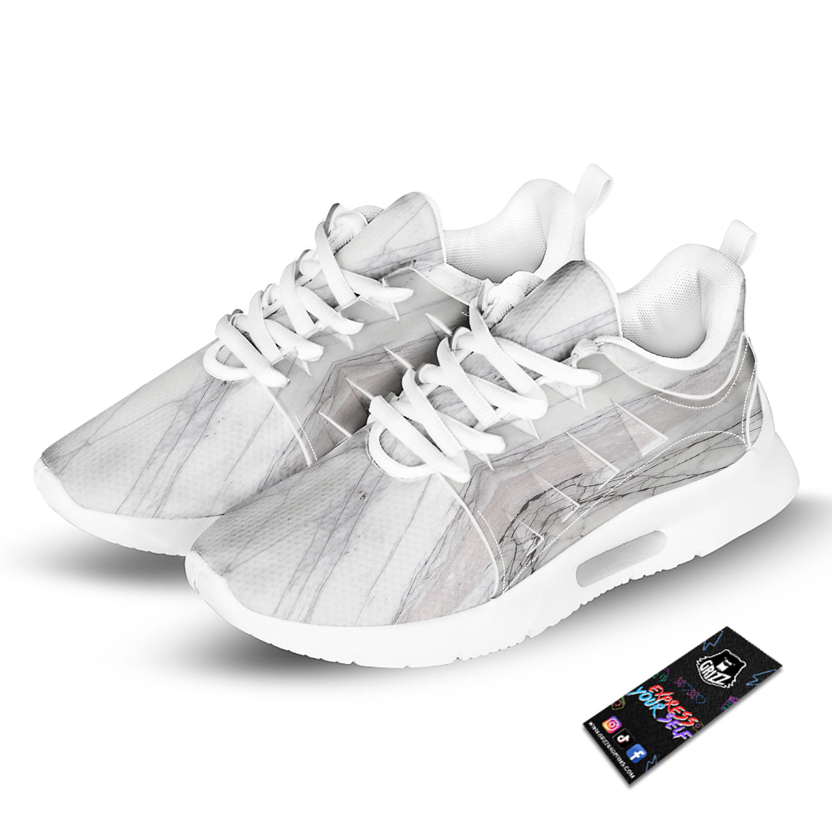 Scratch Marble White Gray Print Pattern Tennis Shoes-grizzshop