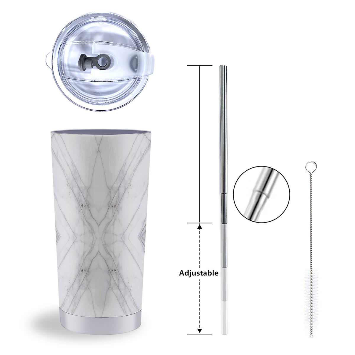 Scratch Marble White Gray Print Pattern Tumbler-grizzshop