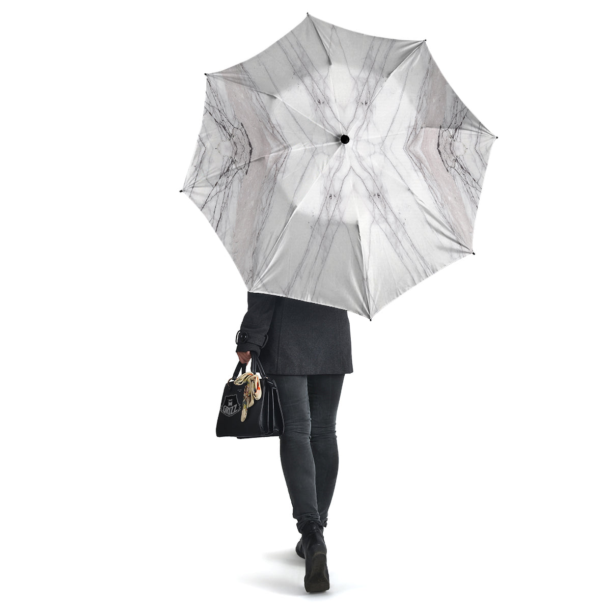 Scratch Marble White Gray Print Pattern Umbrella-grizzshop