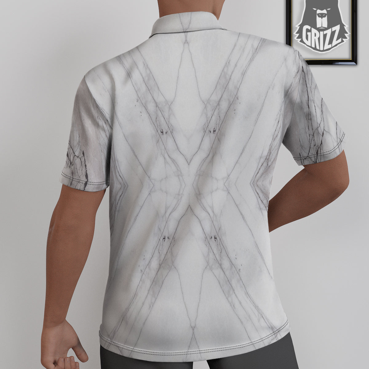 Scratch Marble White Gray Print Pattern Untucked Shirts-grizzshop