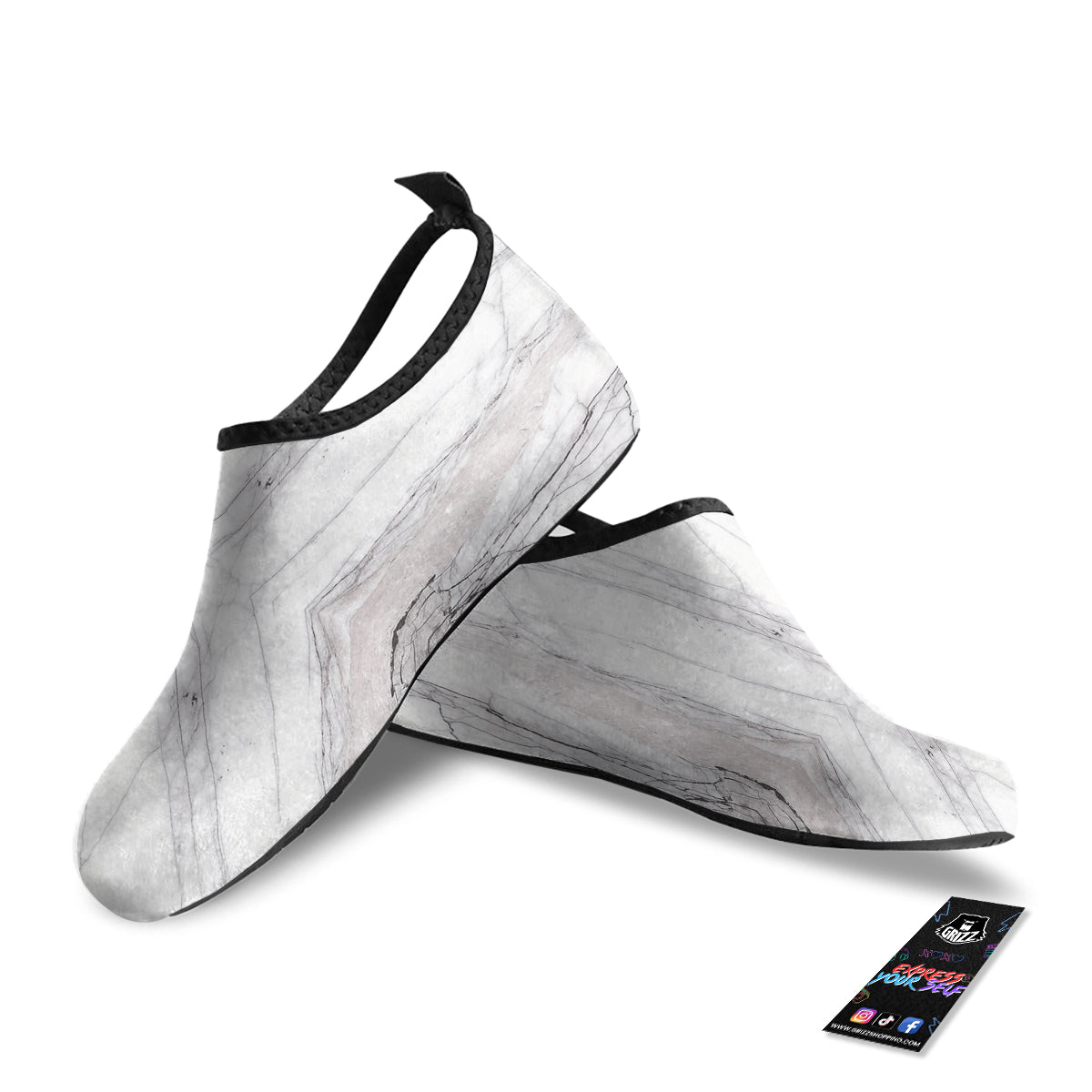 Scratch Marble White Gray Print Pattern Water Shoes-grizzshop