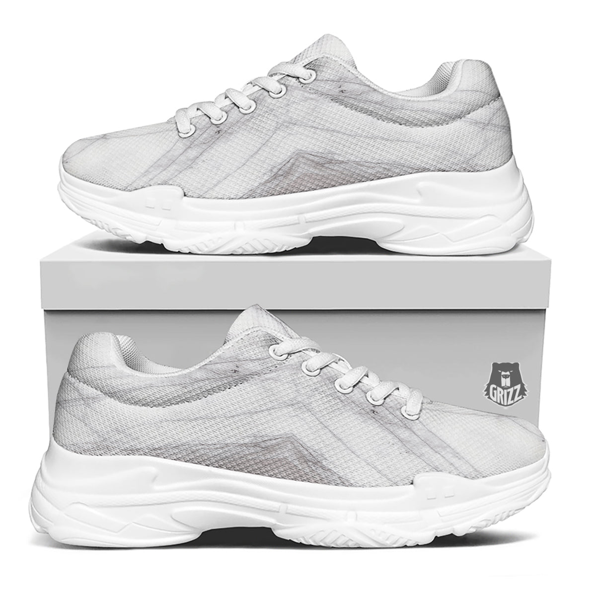 Scratch Marble White Gray Print Pattern White Chunky Shoes-grizzshop