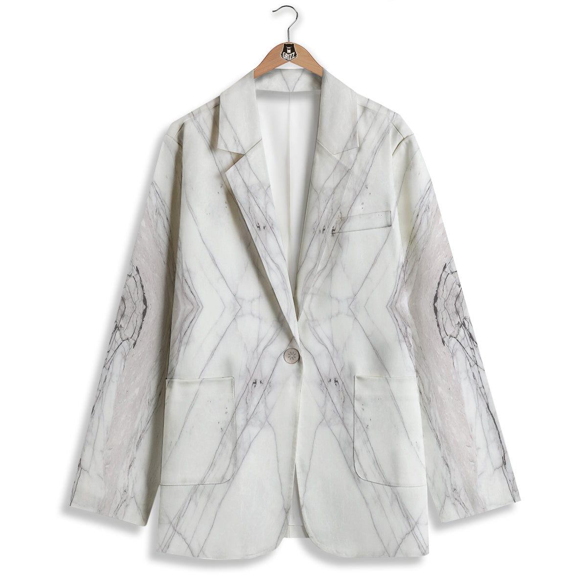 Scratch Marble White Gray Print Pattern Women's Blazer-grizzshop
