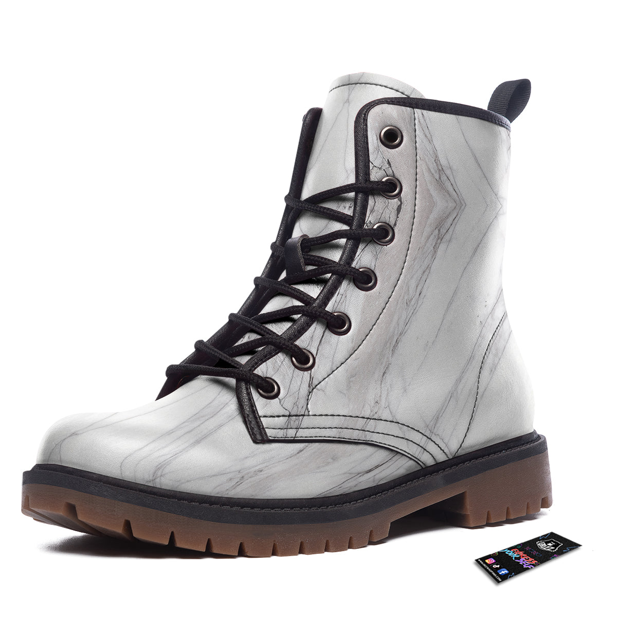 Scratch Marble White Gray Print Pattern Work Boots-grizzshop