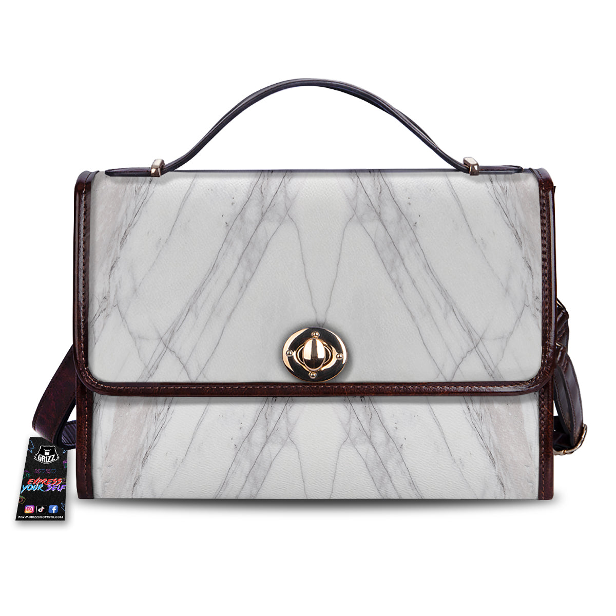 Scratch Marble White Gray Print Pattern Women's Satchel Bag