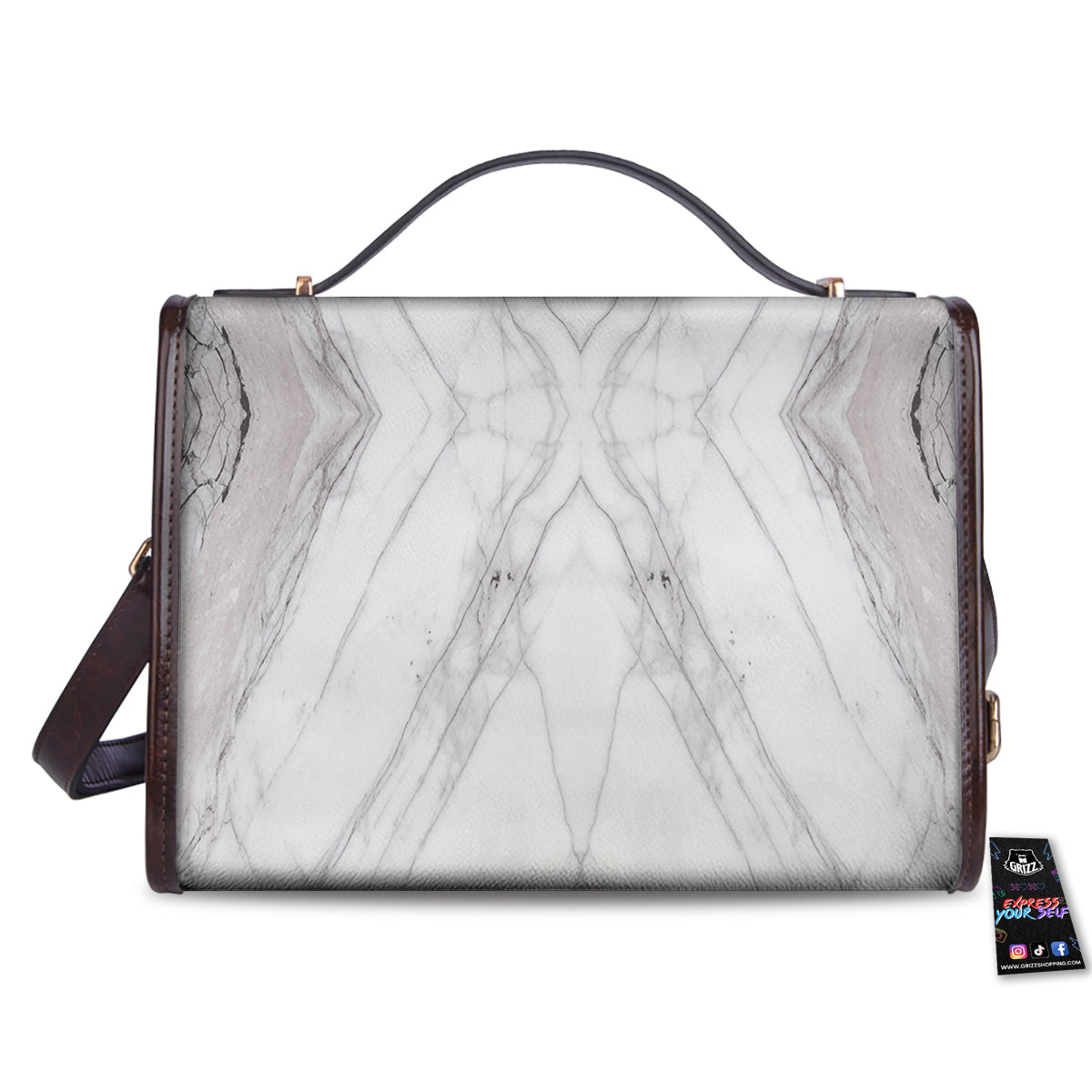 Scratch Marble White Gray Print Pattern Women's Satchel Bag