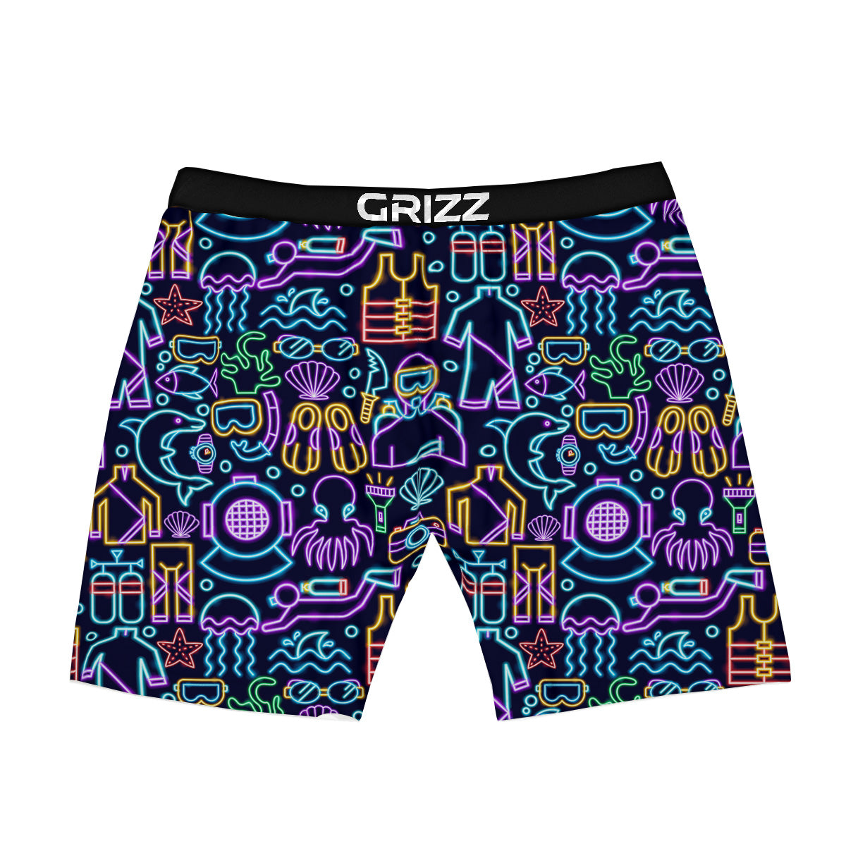 Scuba Diver Neon Print Pattern Boxer Briefs-grizzshop