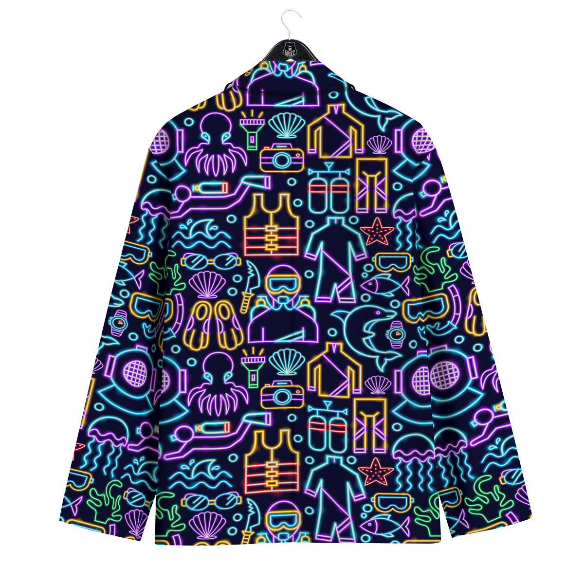 Scuba Diver Neon Print Pattern Men's Sport Coat-grizzshop