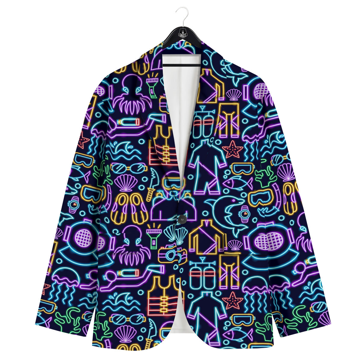 Scuba Diver Neon Print Pattern Men's Sport Coat-grizzshop